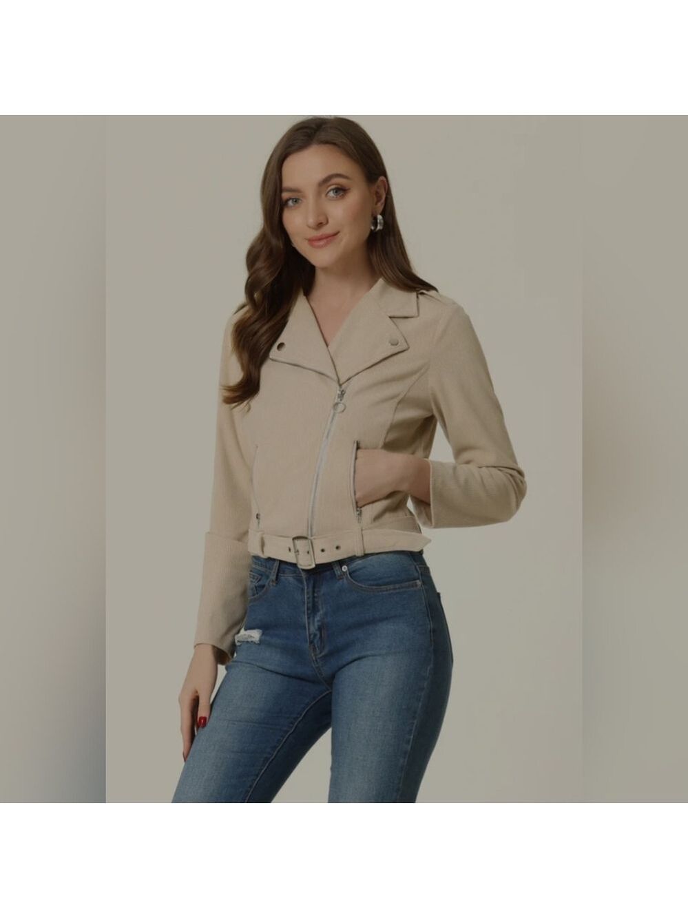 Allegra K | Corduroy Moto Jacket | Size XS
